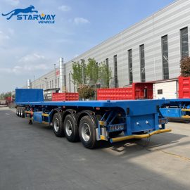 3 Axle 40Ft 60Tons container Flatbed Semi Trailer